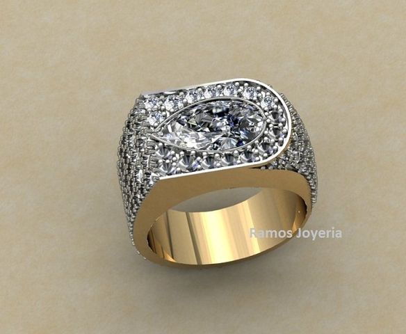 Anillo de Gota con pavé de caballero